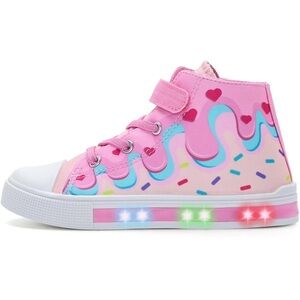Pink Kids High-Top Sneakers. Light up heels